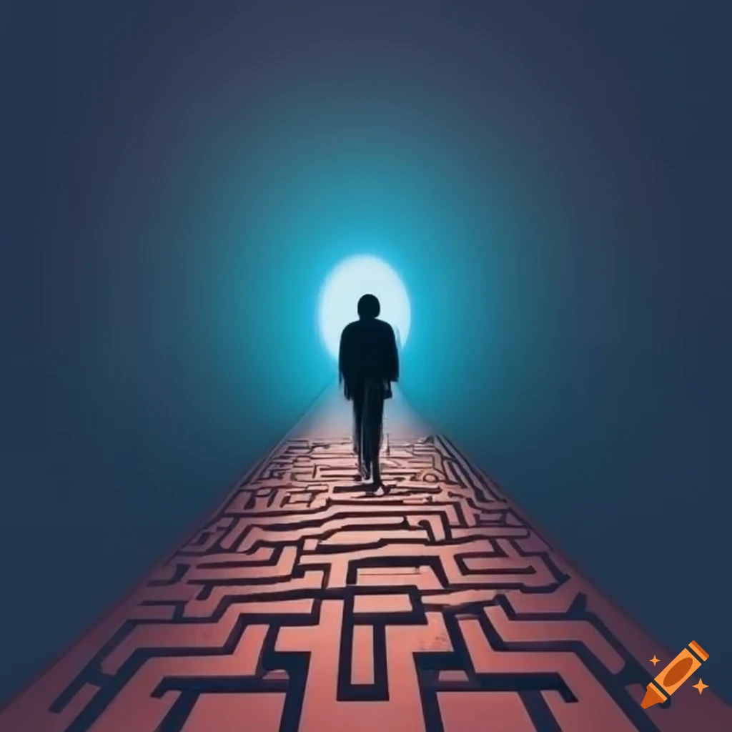 Person navigating through a maze from above