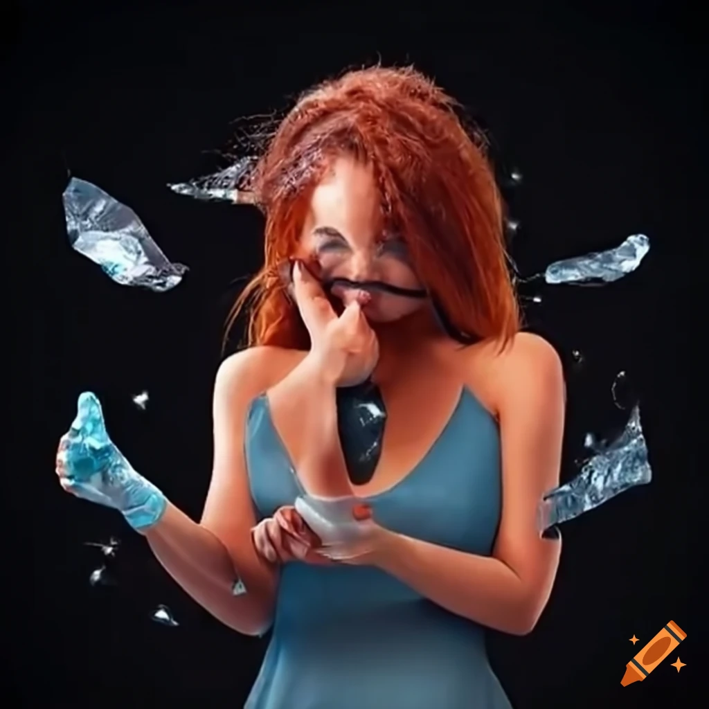 Woman crushing a 5-pound bag of ice