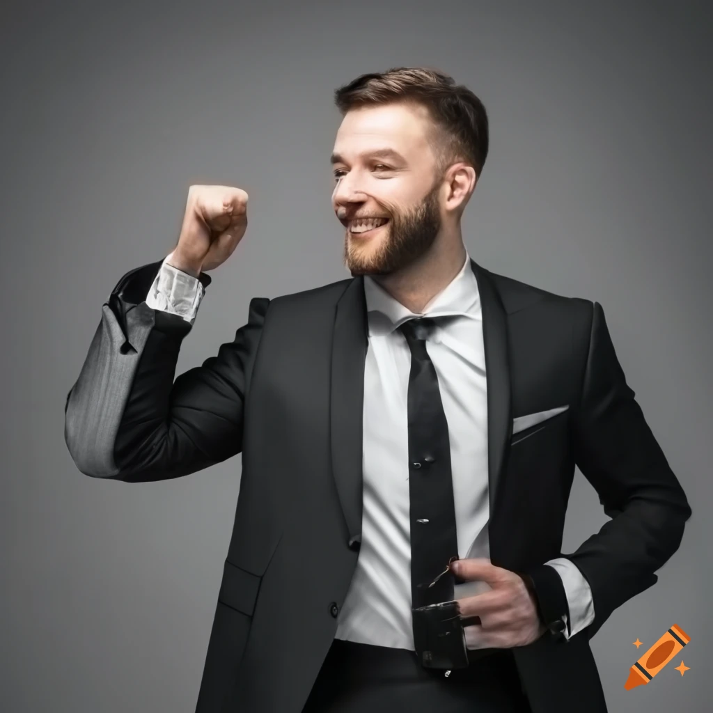 Thrilled man in a suit