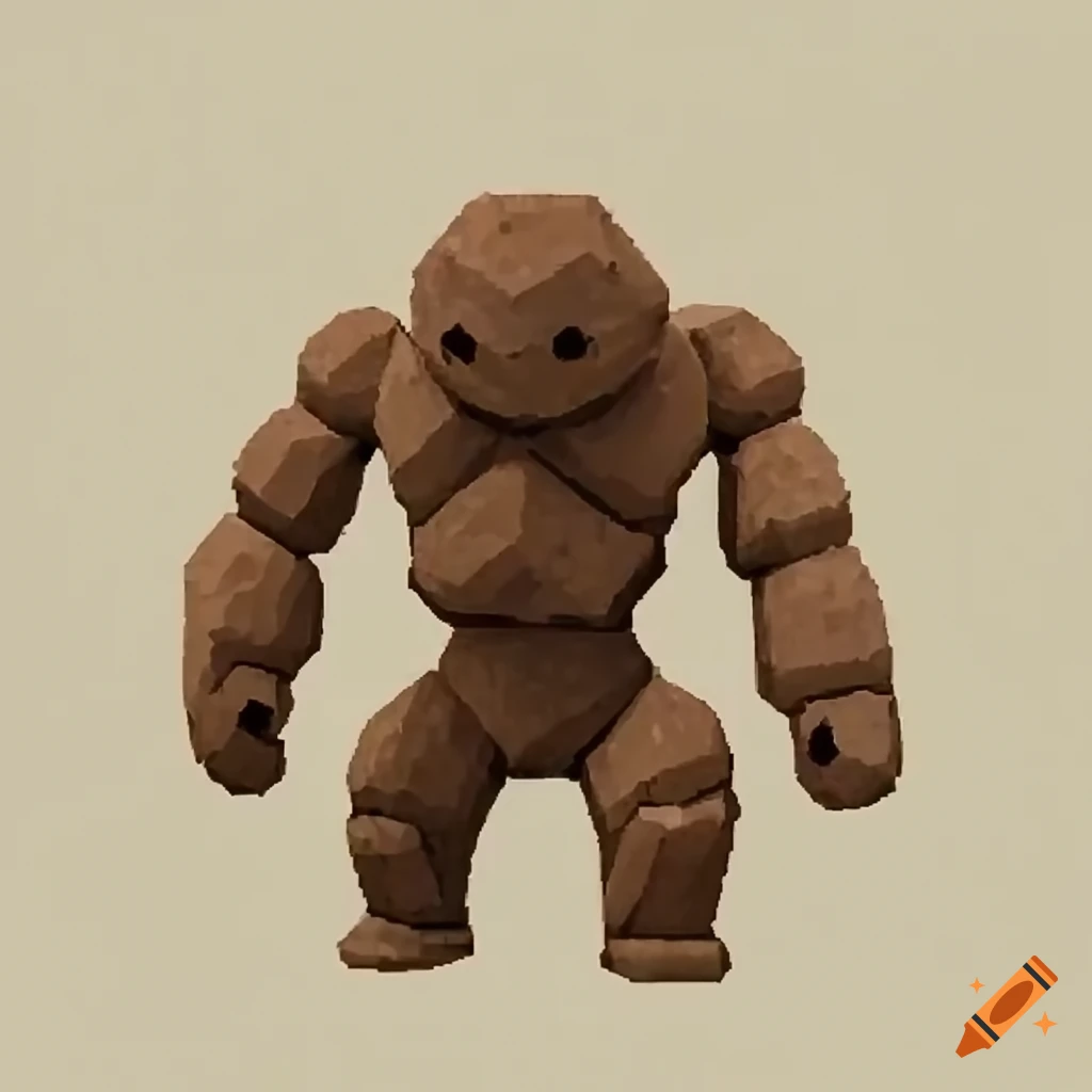 Small cubic sandstone golem, docile and cute