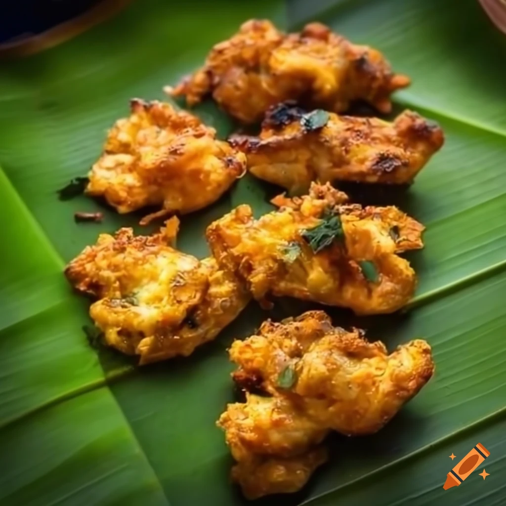 Gobi fry served on a banana leaf