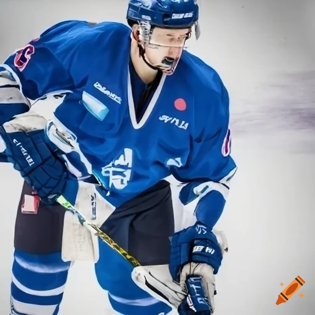 Lausanne Ice Hockey player in blue uniform