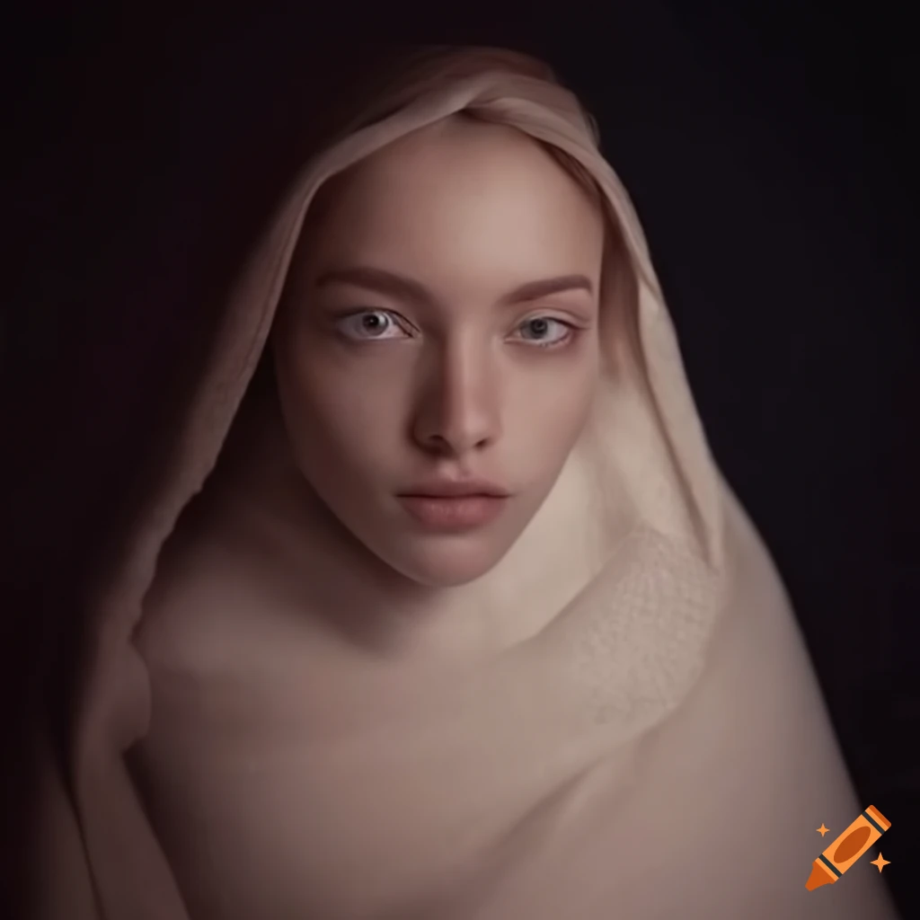 Ethereal portrait of a young woman wrapped in blankets