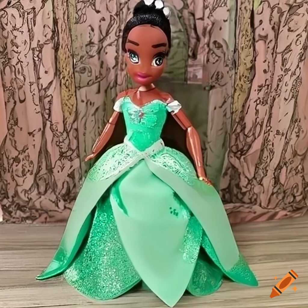 Princess Tiana baddie doll in sparkly green dress