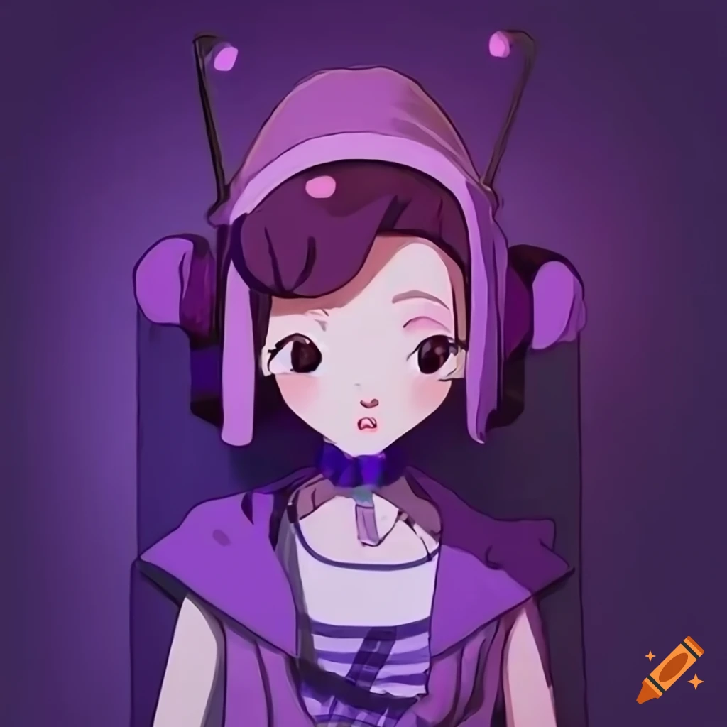 Lofi girl in purple attire