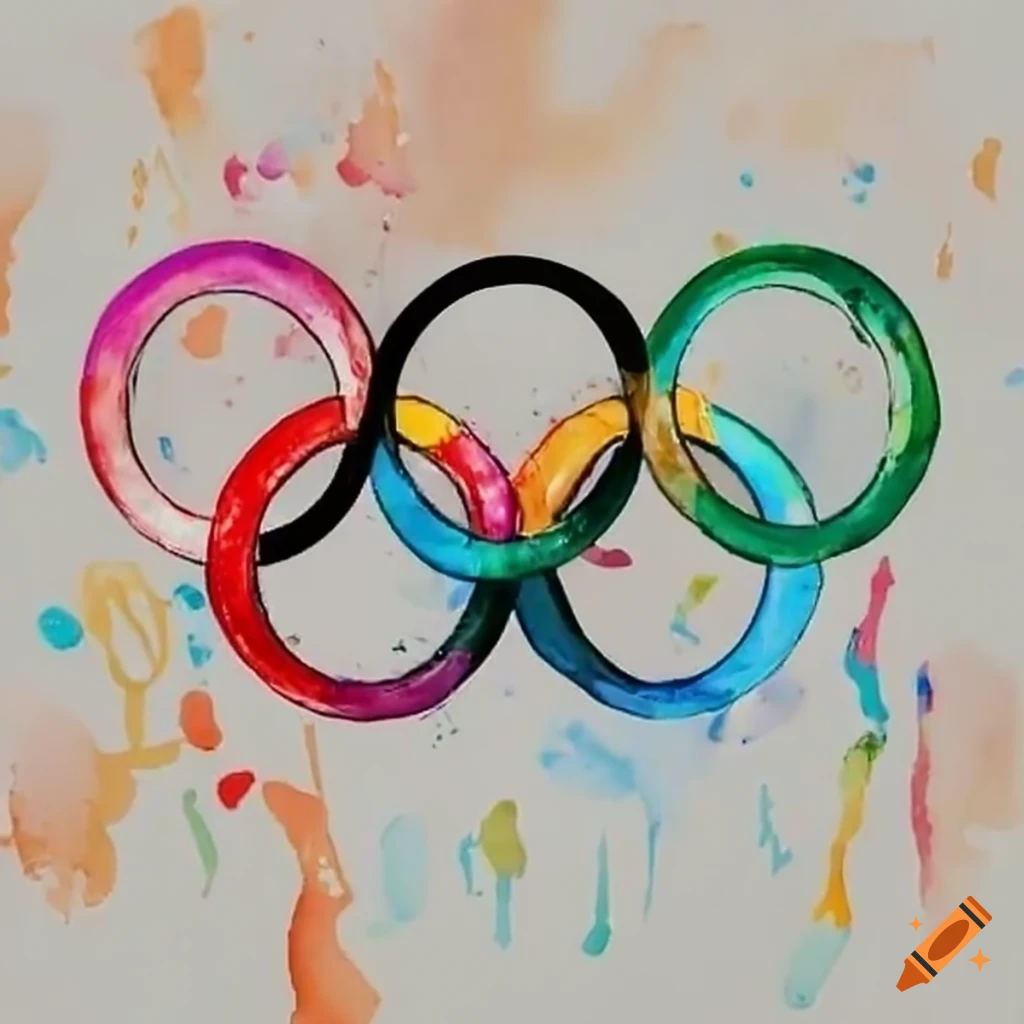 Olympic rings with a splash of colors