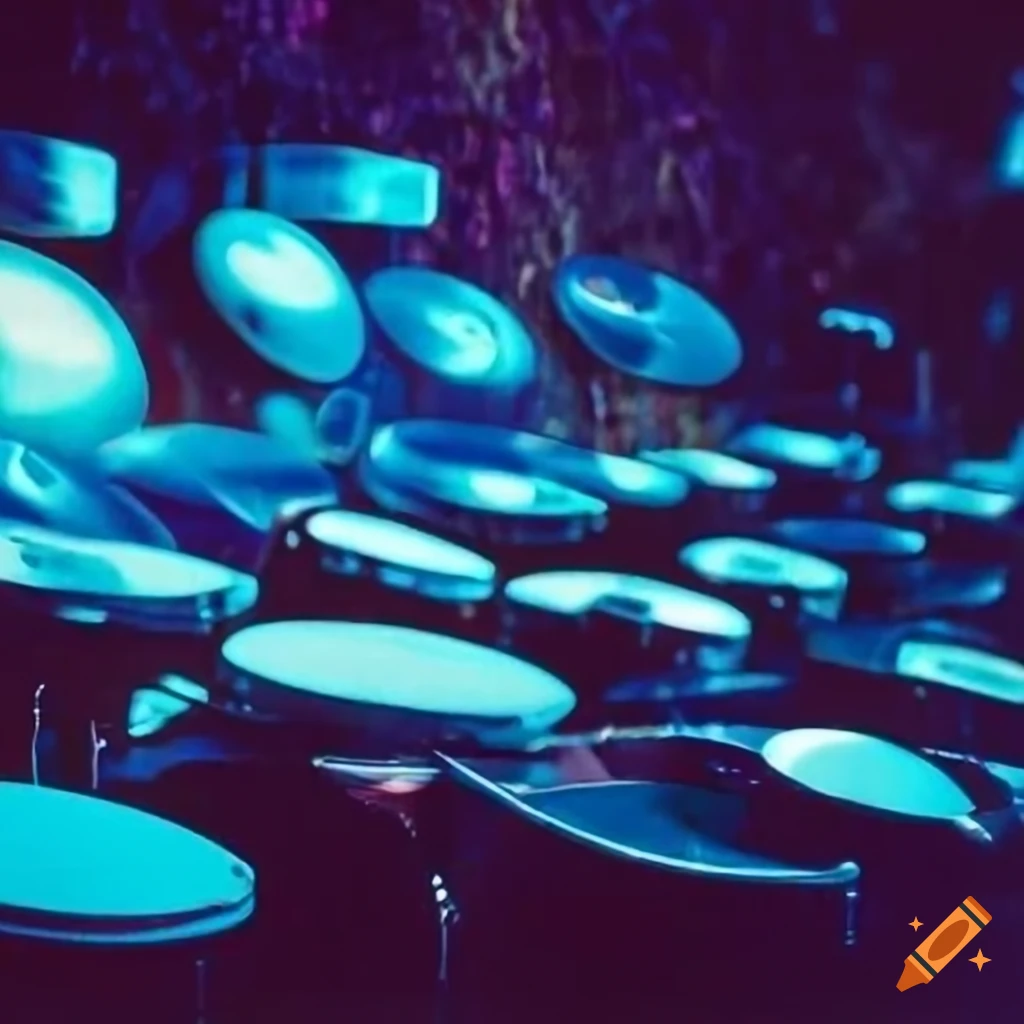 Collection of futuristic electronic percussion instruments in the