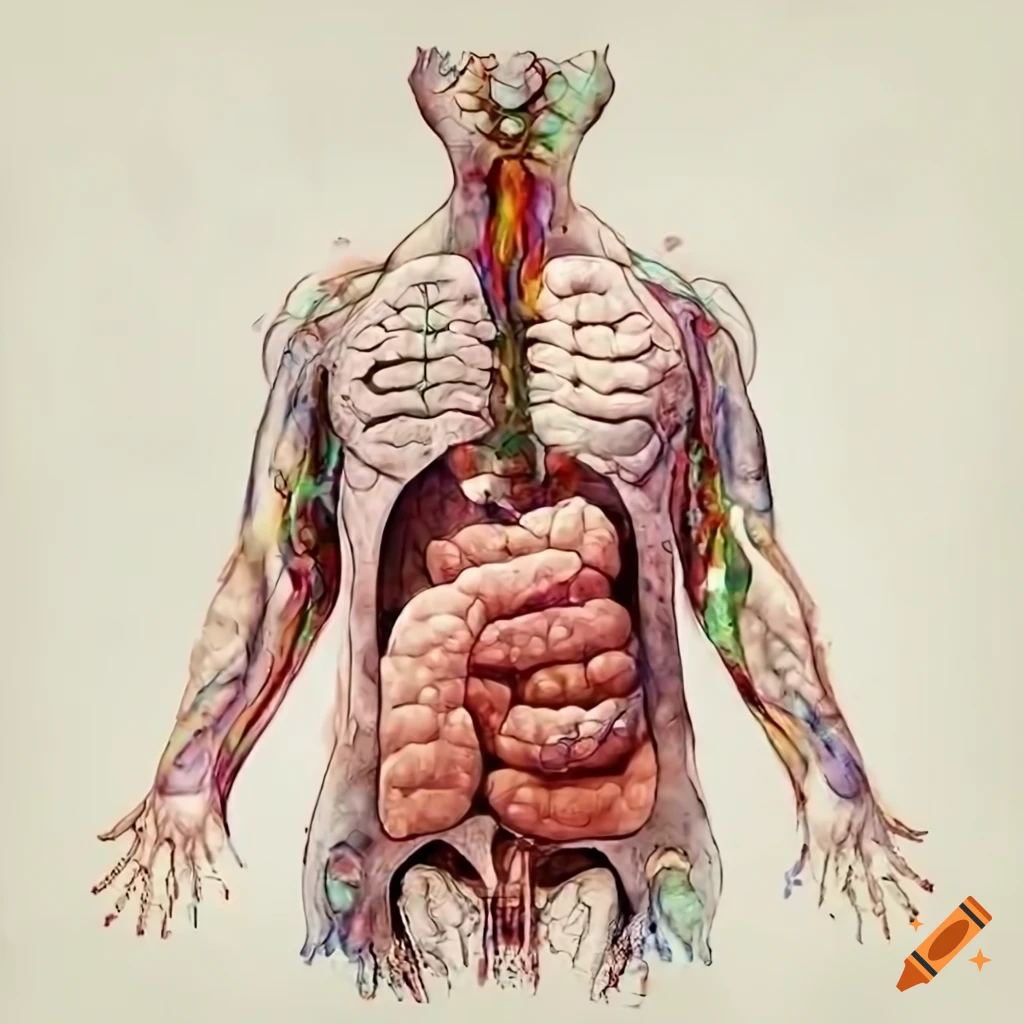 Digital art showing human organ functions and physiological processes Biology Diagrams