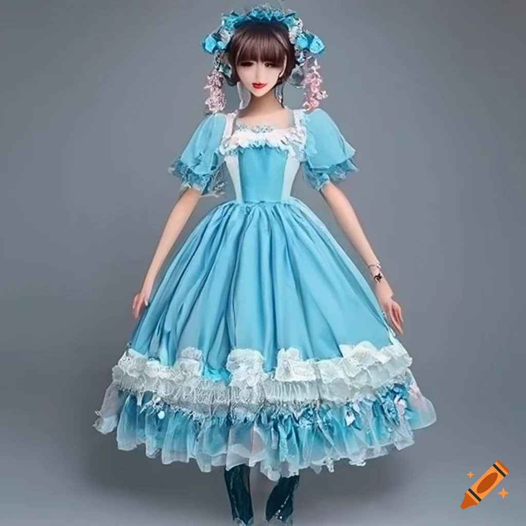 Jellyfish theme Lolita dress in pale blue with glittery details