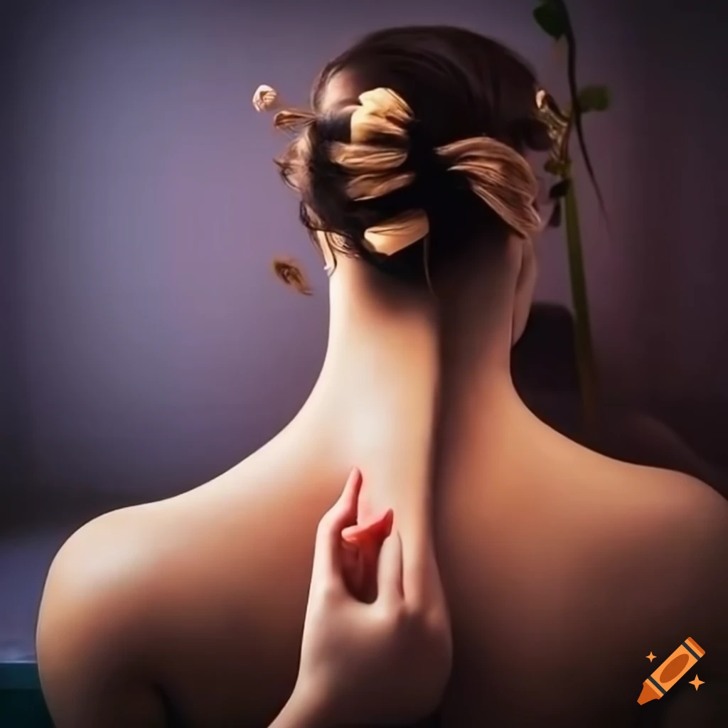 Massage session in a spa with plants at night
