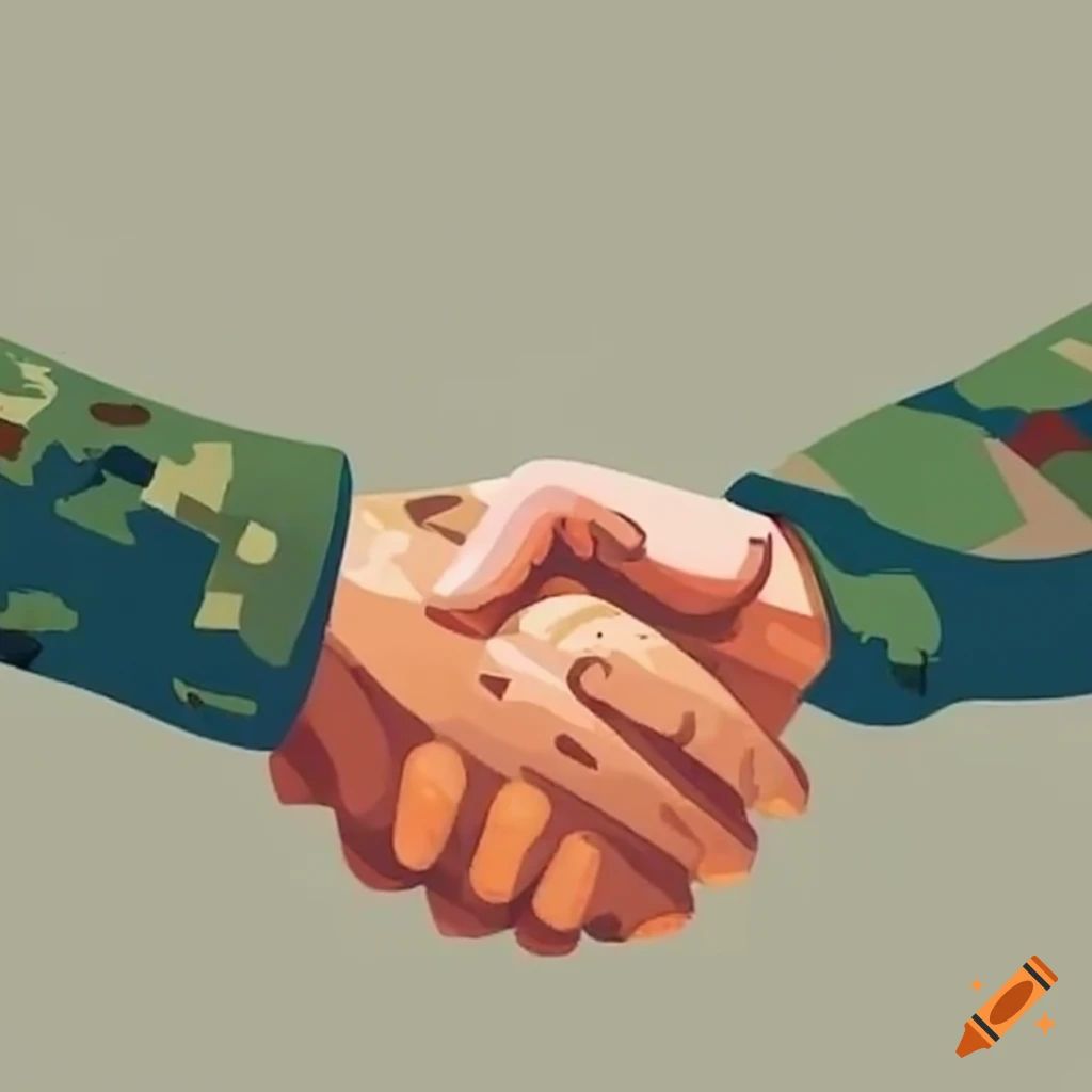 Soldiers from different countries shaking hands