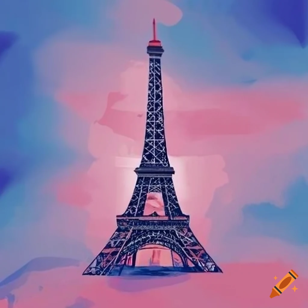 French patriotism art with flag and Eiffel Tower symbol