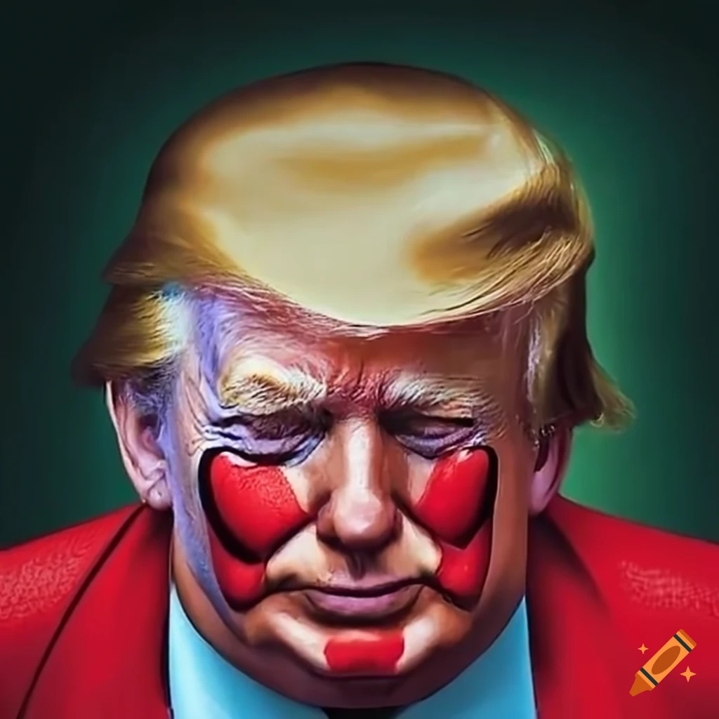 Satirical depiction of trump as a clown on Craiyon