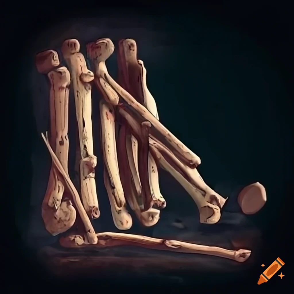 Broken xylophone made of bones in an abstract composition