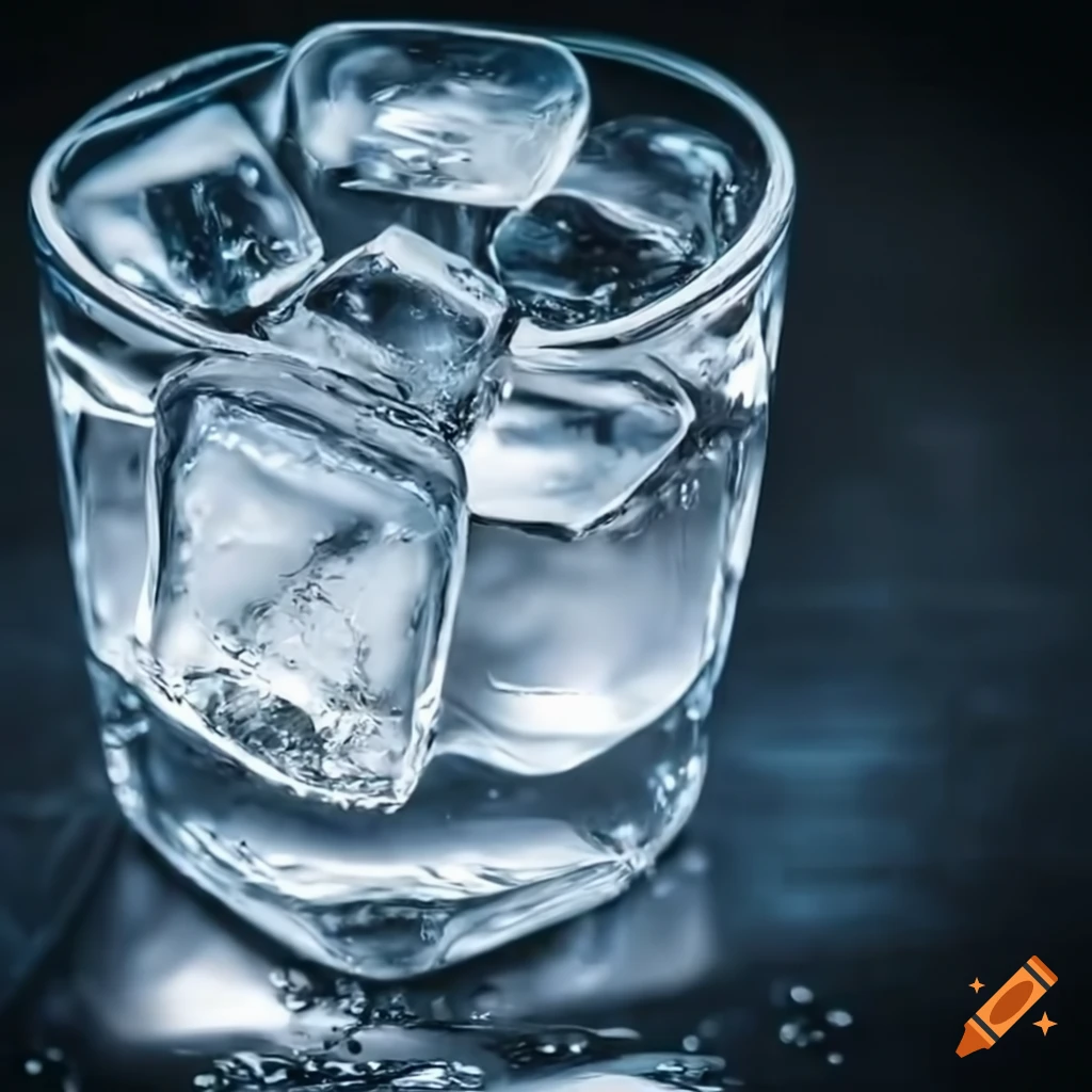 Close-up of a glass filled with melting ice cubes