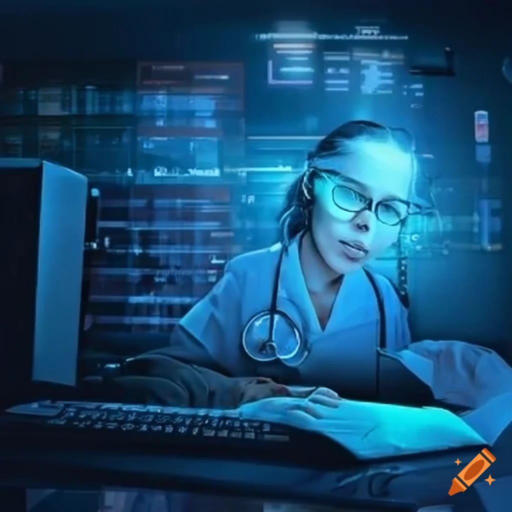 Computer lab in a medical school on Craiyon