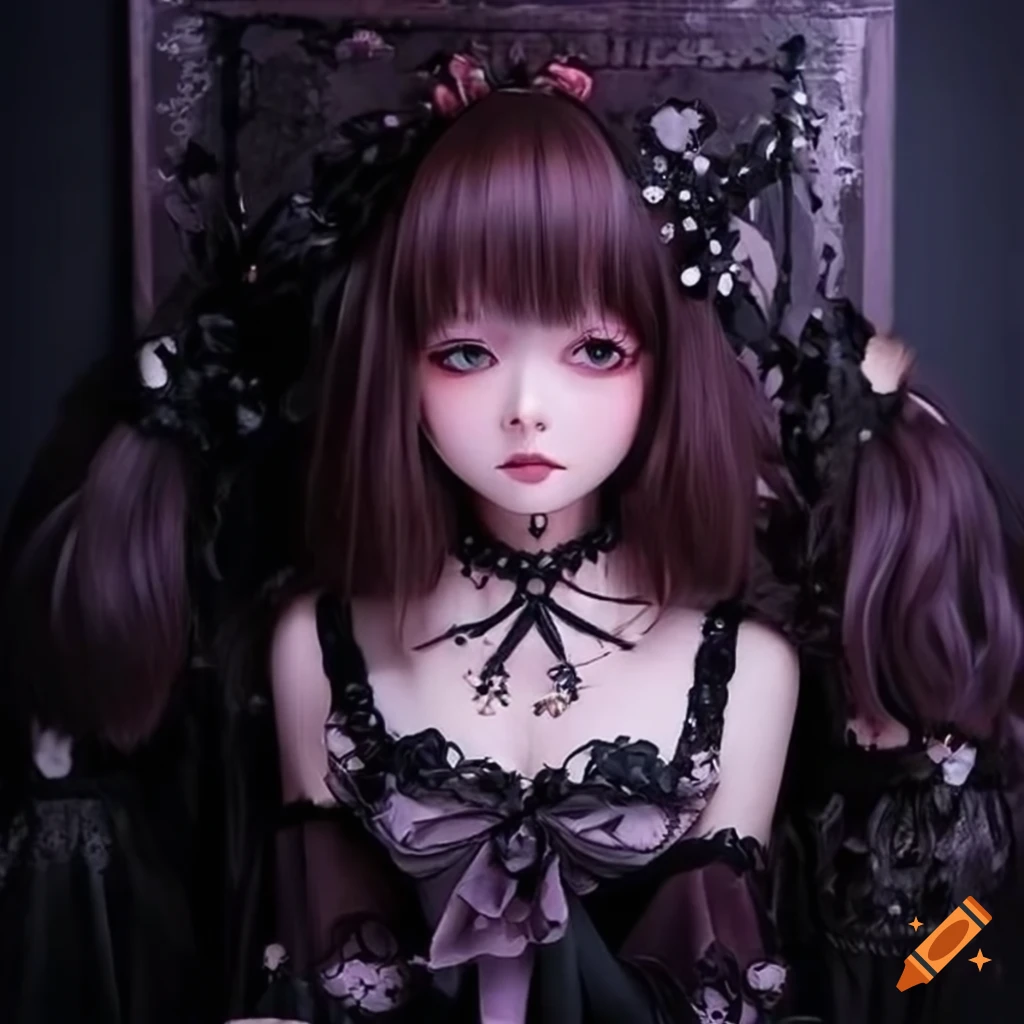 Sleepy white rabbit with gothic lolita aesthetic