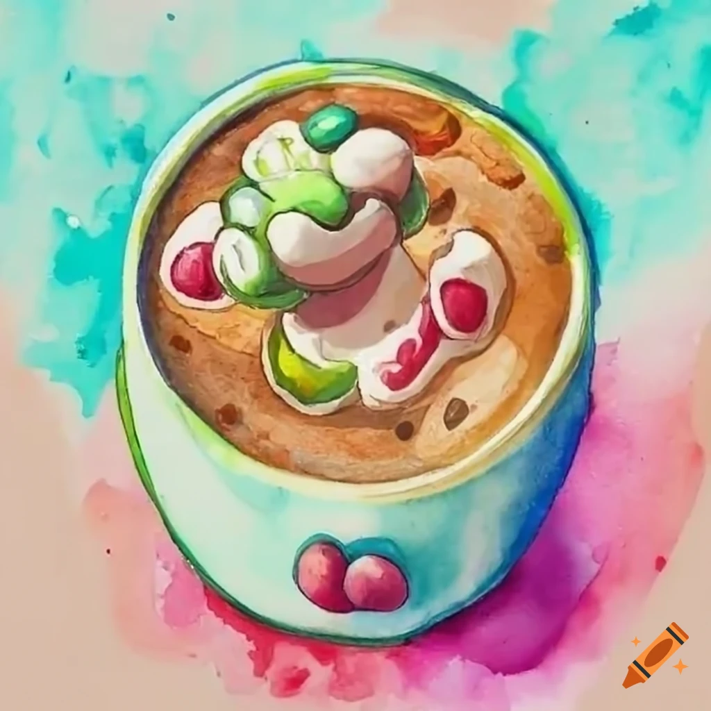 Yoshi's big cookie latte with pistachio and cookie butter syrup