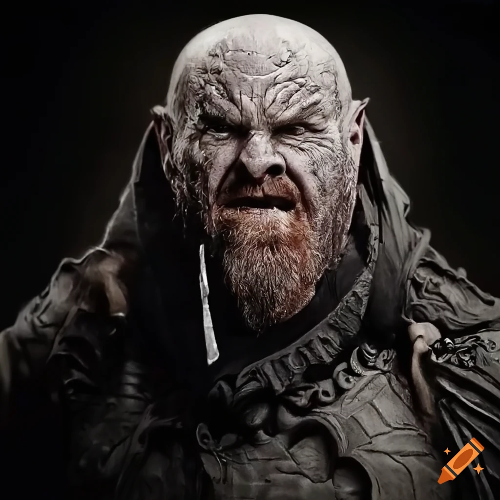 Intricately-detailed fan art of Sean Dyche as Lurtz Uruk-hai