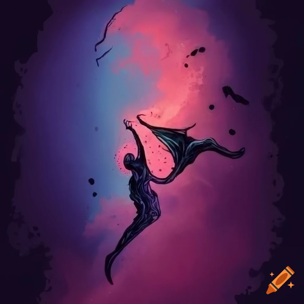 Dreamer falling in a simple illustration ideal for a tattoo