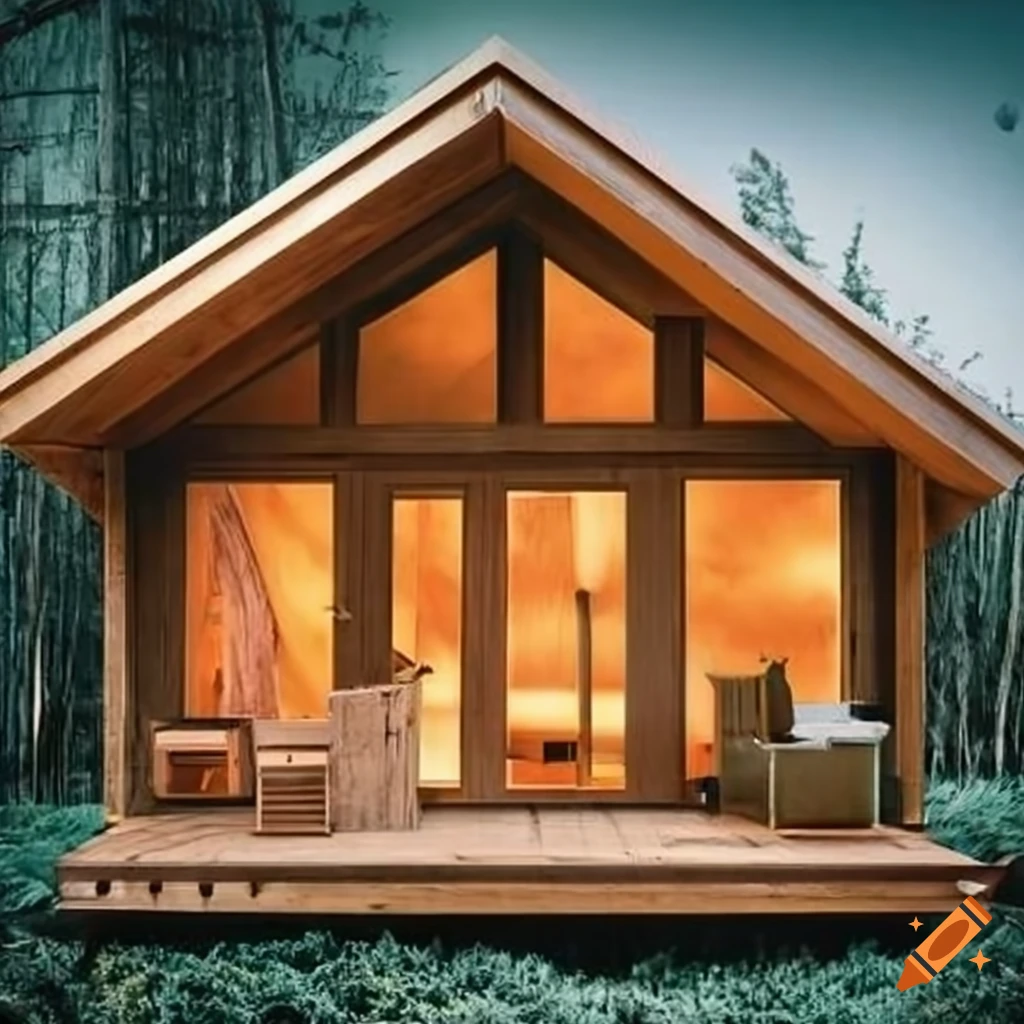 Front view of a wooden eco home