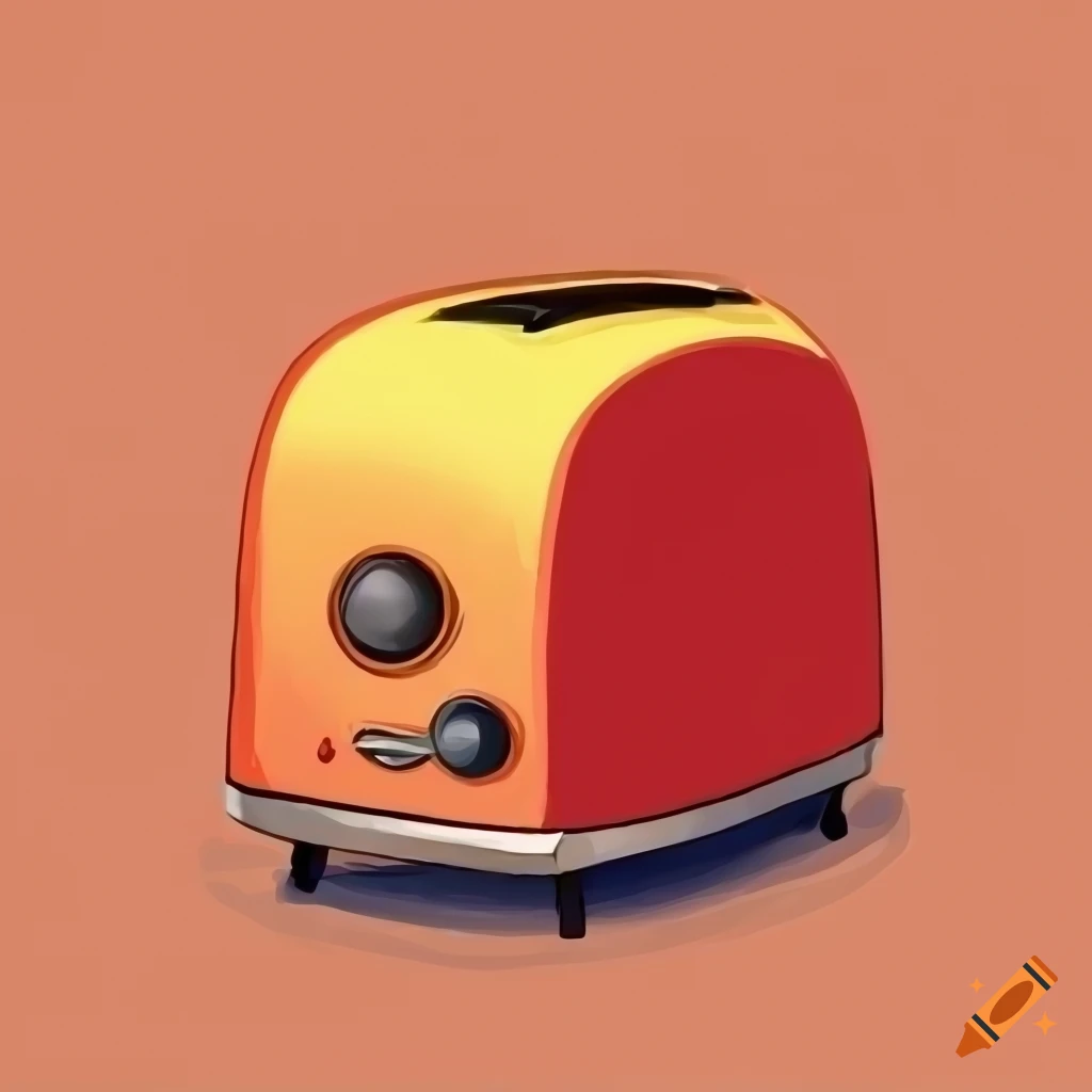 High-quality digital painting of a toaster on white background