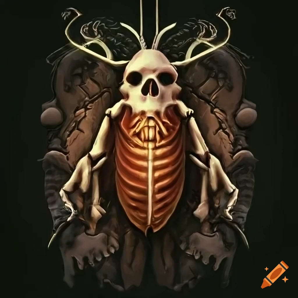 Stylized military insignia with skull-headed cockroach design