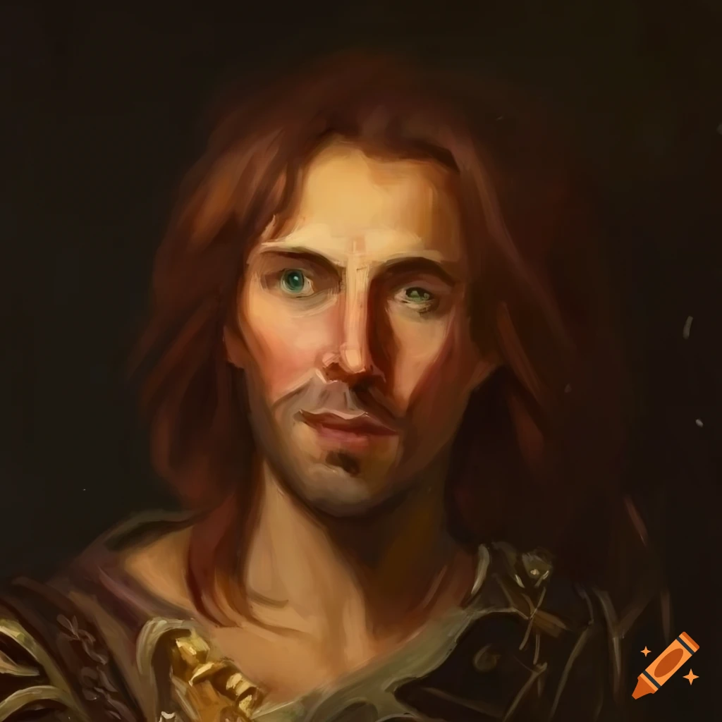 Oil painting of a cunning male mage