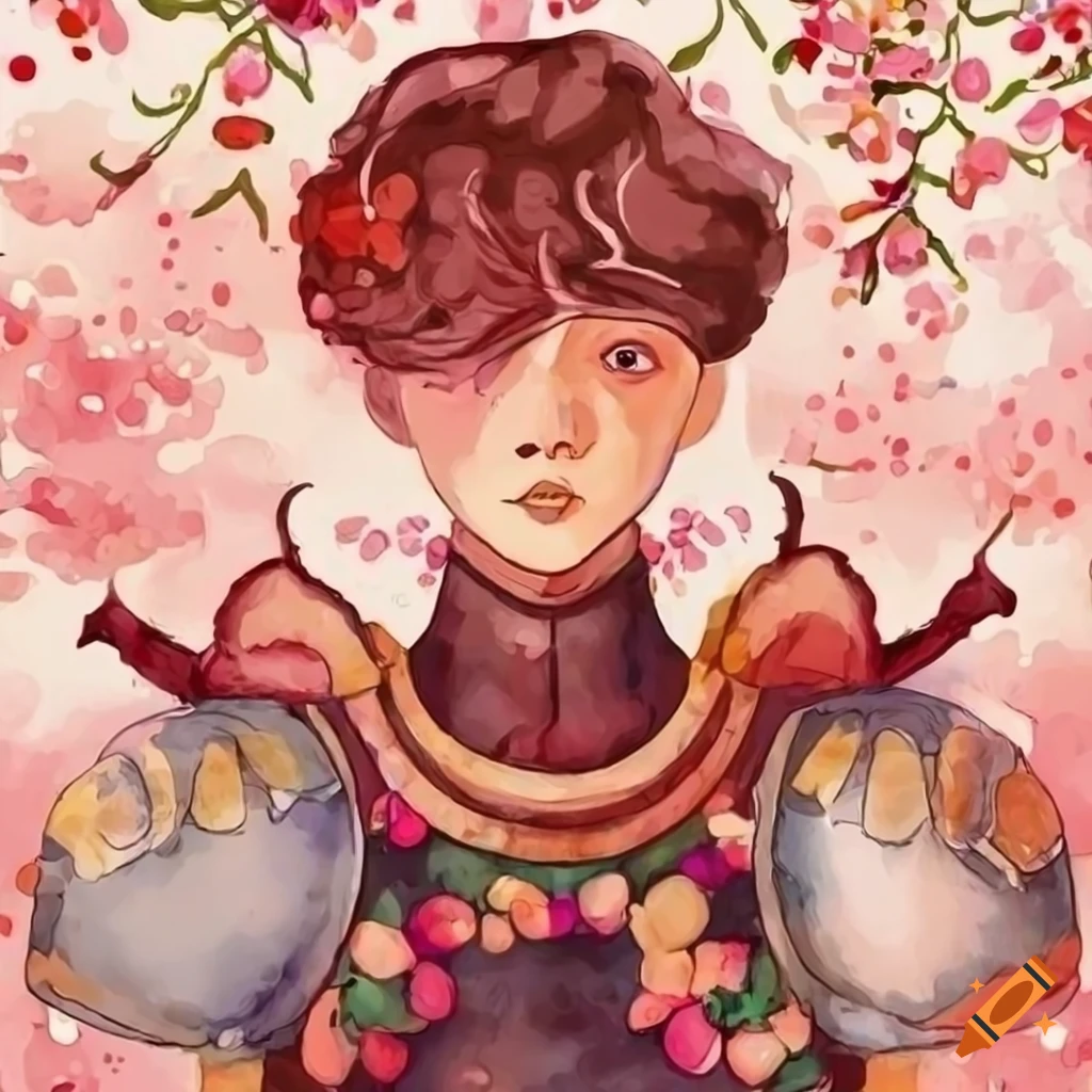 Portrait of a joyous knight symbolizing spring in Studio Ghibli style
