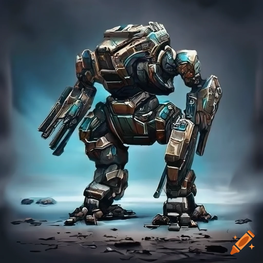 Armored Mech on a floating canvas wrap
