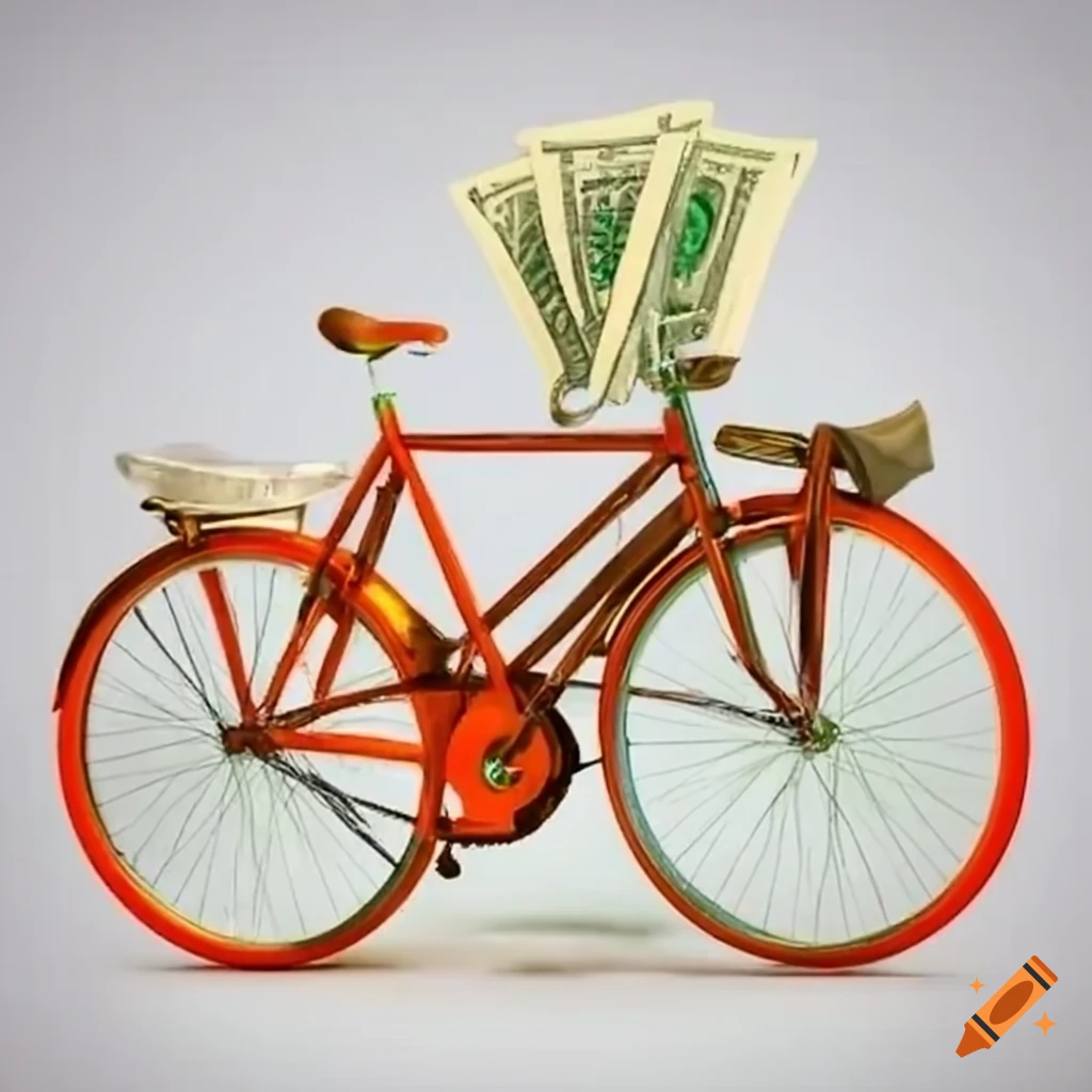 Bicycle surrounded by dollar bills on Craiyon
