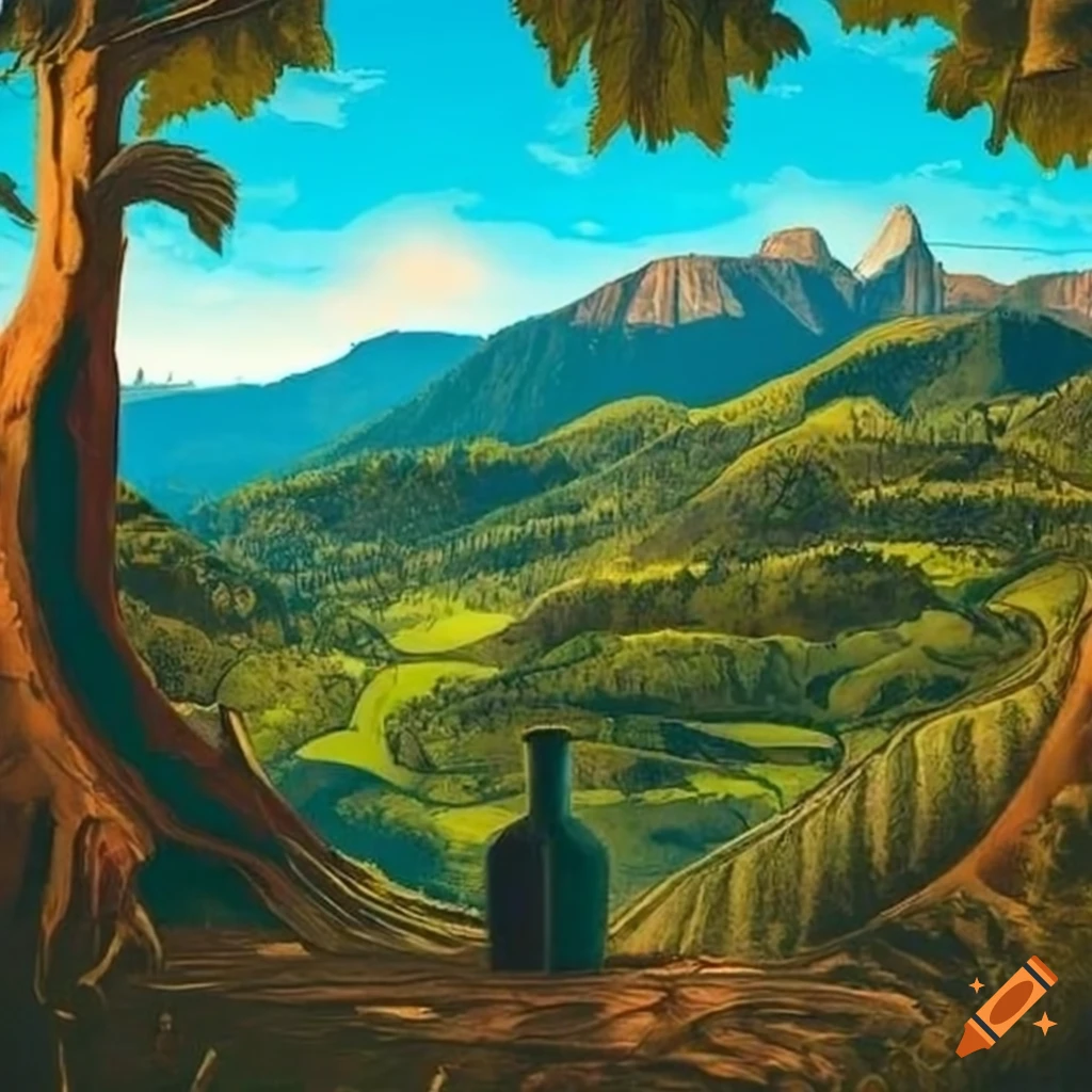 Chimarrao with the landscape of Serra Gaucha for a liquor label