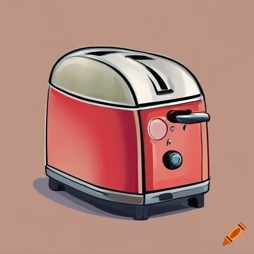 High-quality digital painting of a toaster on white background