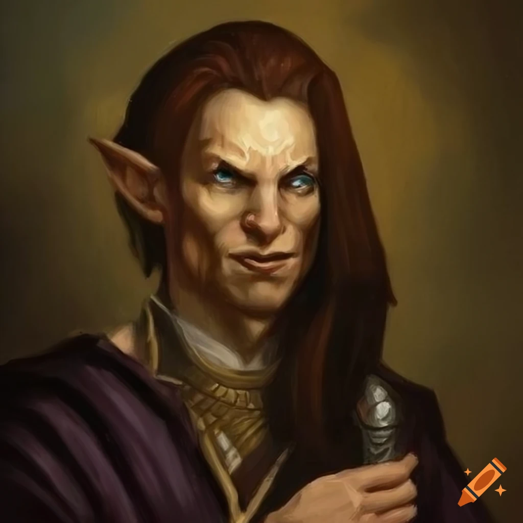 Oil painting of a cunning male mage