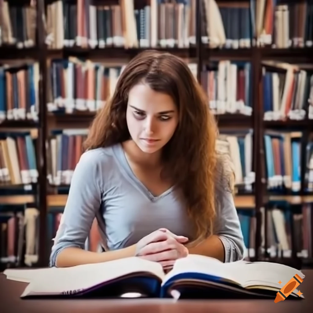 College students studying in the library