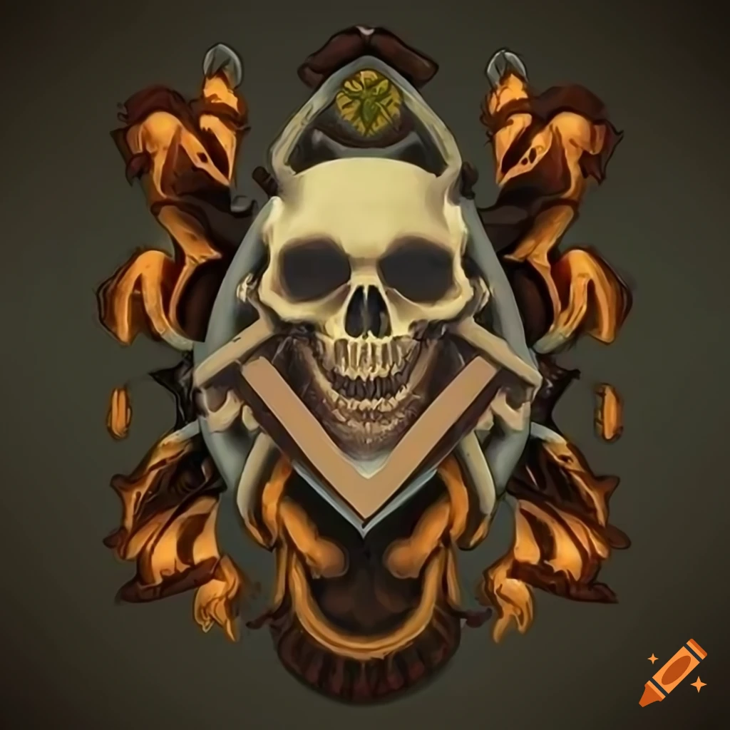 Military insignia with skull-headed cockroach design