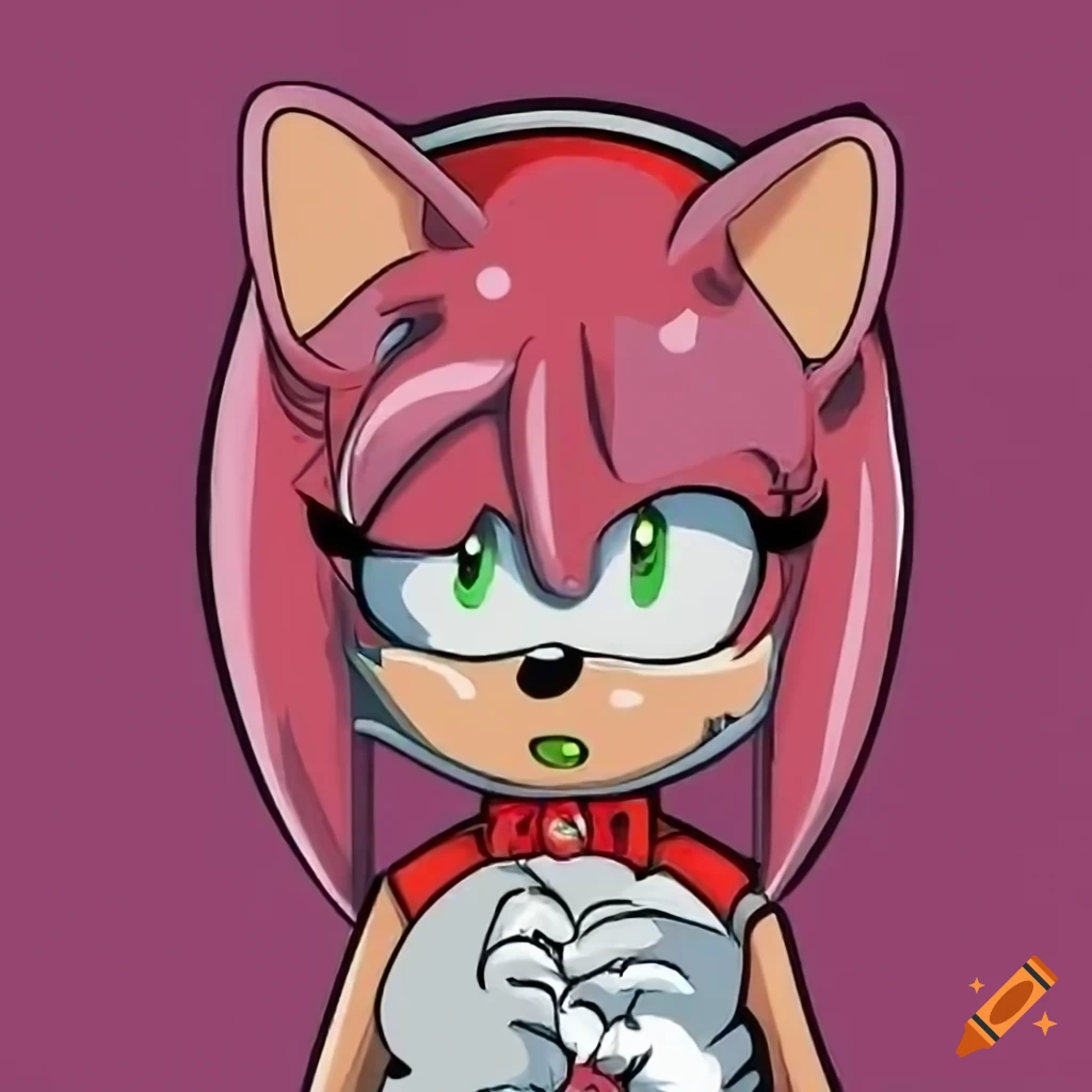 Amy rose wearing a red dog collar with a silver charm on Craiyon
