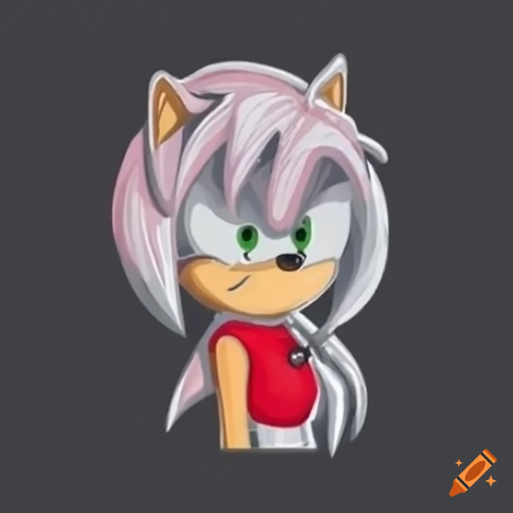 Character Amy Rose wearing a red dog collar with a silver charm on Craiyon
