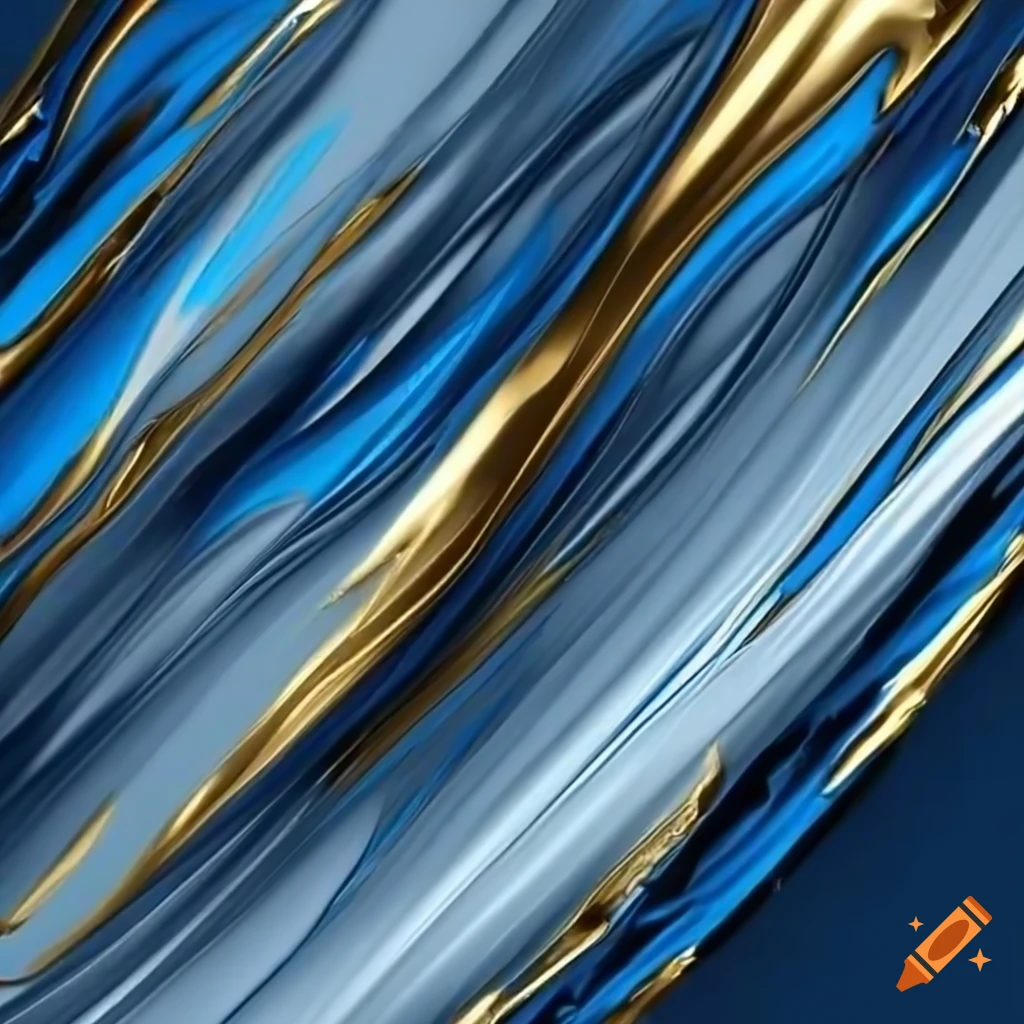 Grey, blue, and gold abstract 3D art