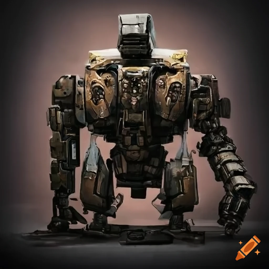 Floating canvas wrap featuring a stunning beautiful Armored Mech design