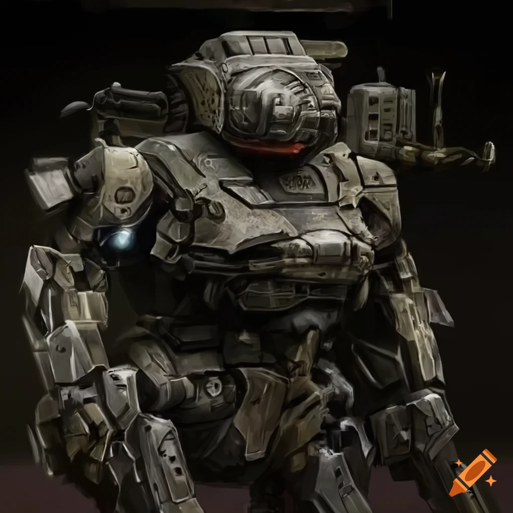 Armored Mech on a floating canvas wrap