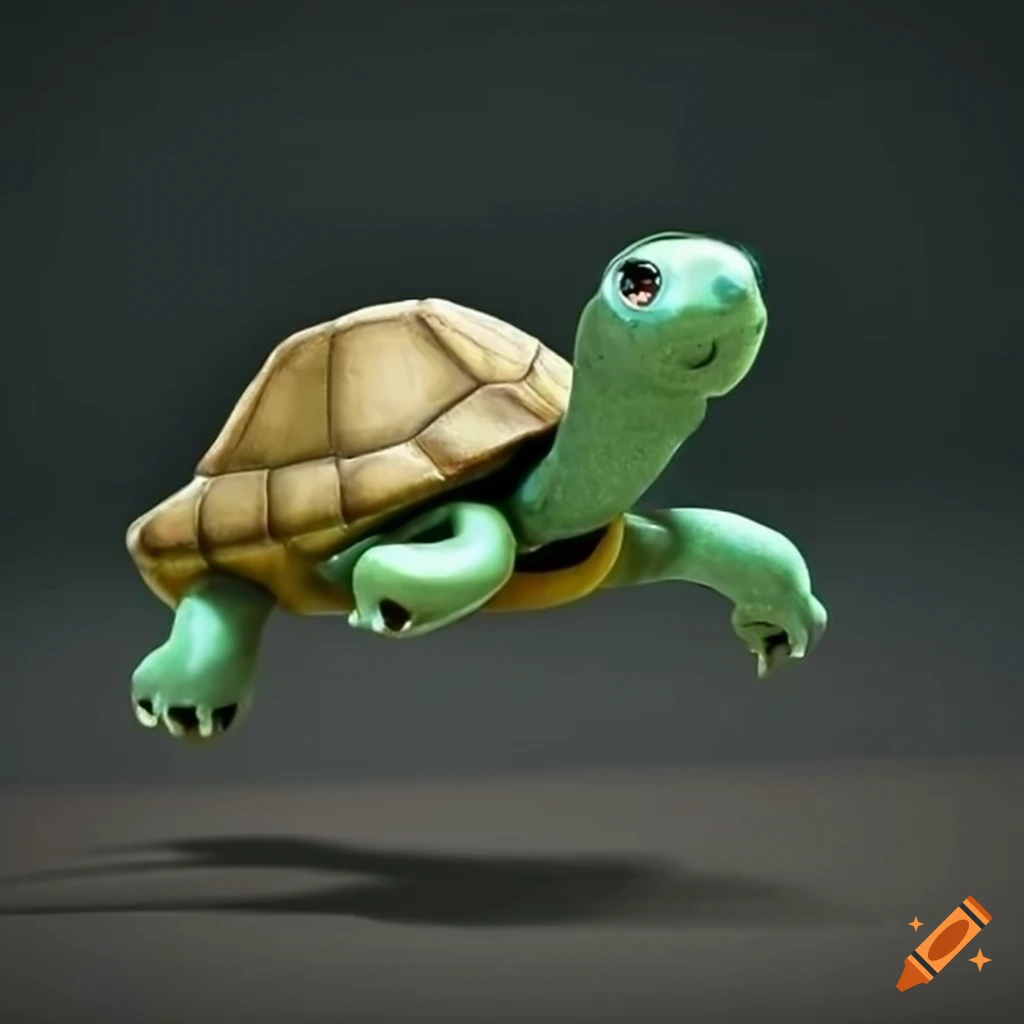 Cute metallic turtle standing on 2 legs