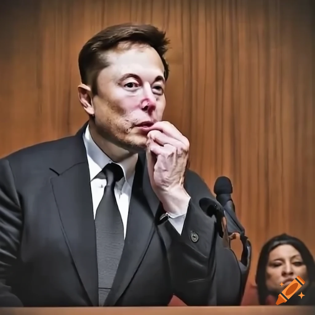 Elon musk in a courtroom legal situation on Craiyon