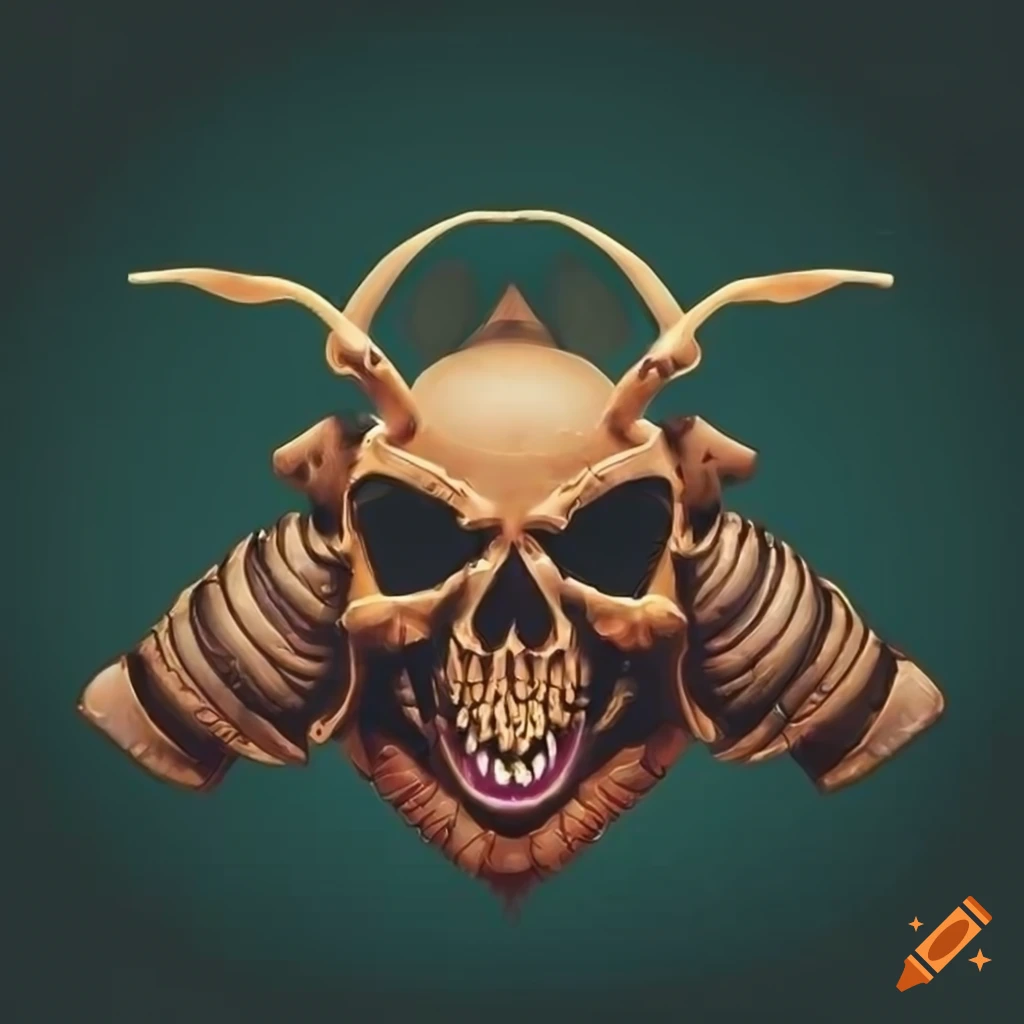 Stylized military insignia with a skull-headed cockroach design
