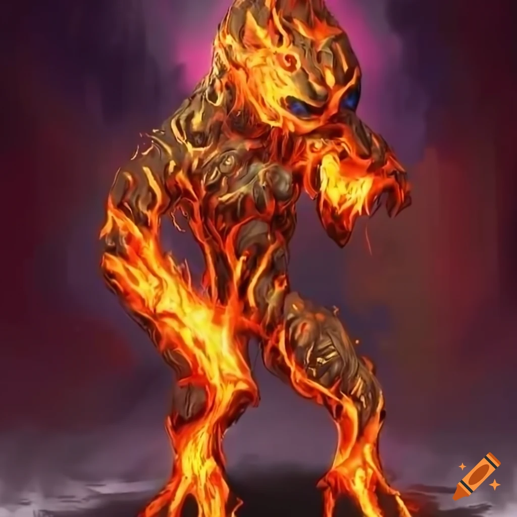 Lava elemental baby in a game background on Craiyon
