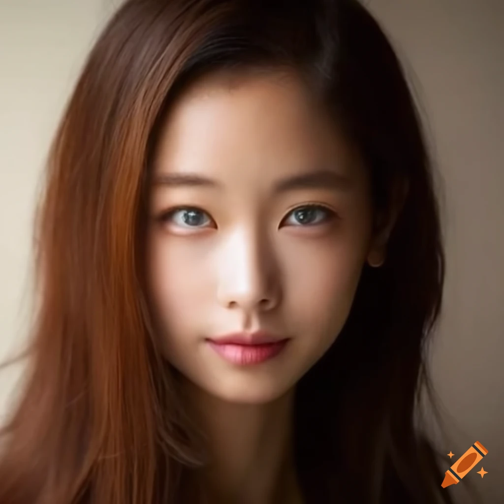 Beautiful mixedrace korean and french woman with green eyes and