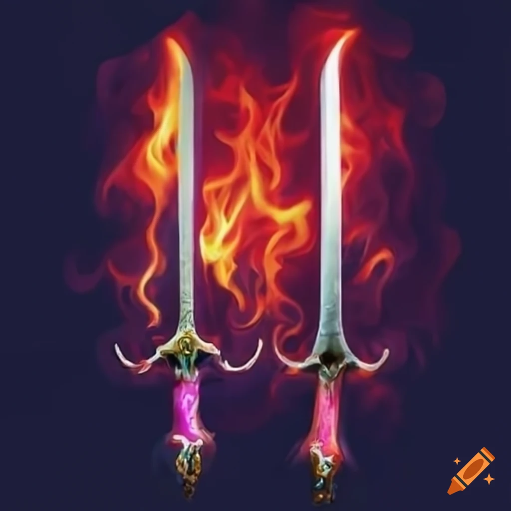 Pair of flaming swords