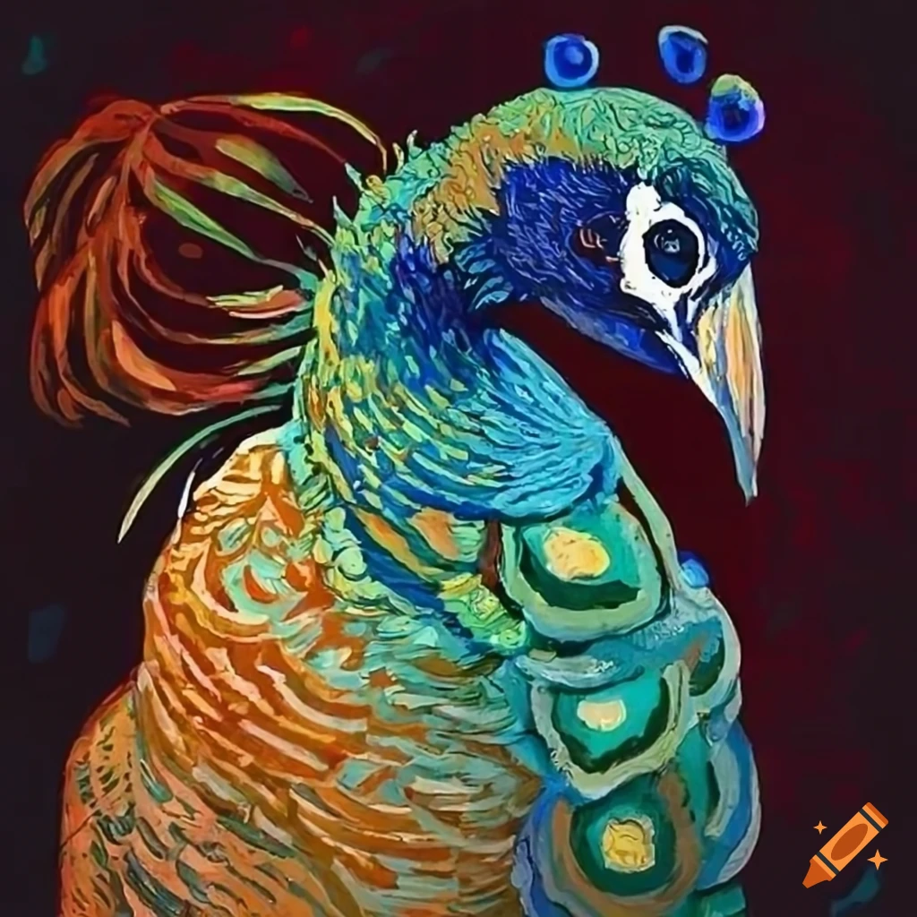 Liquor label design inspired by peacock and Van Gogh for Stoney Peacock group