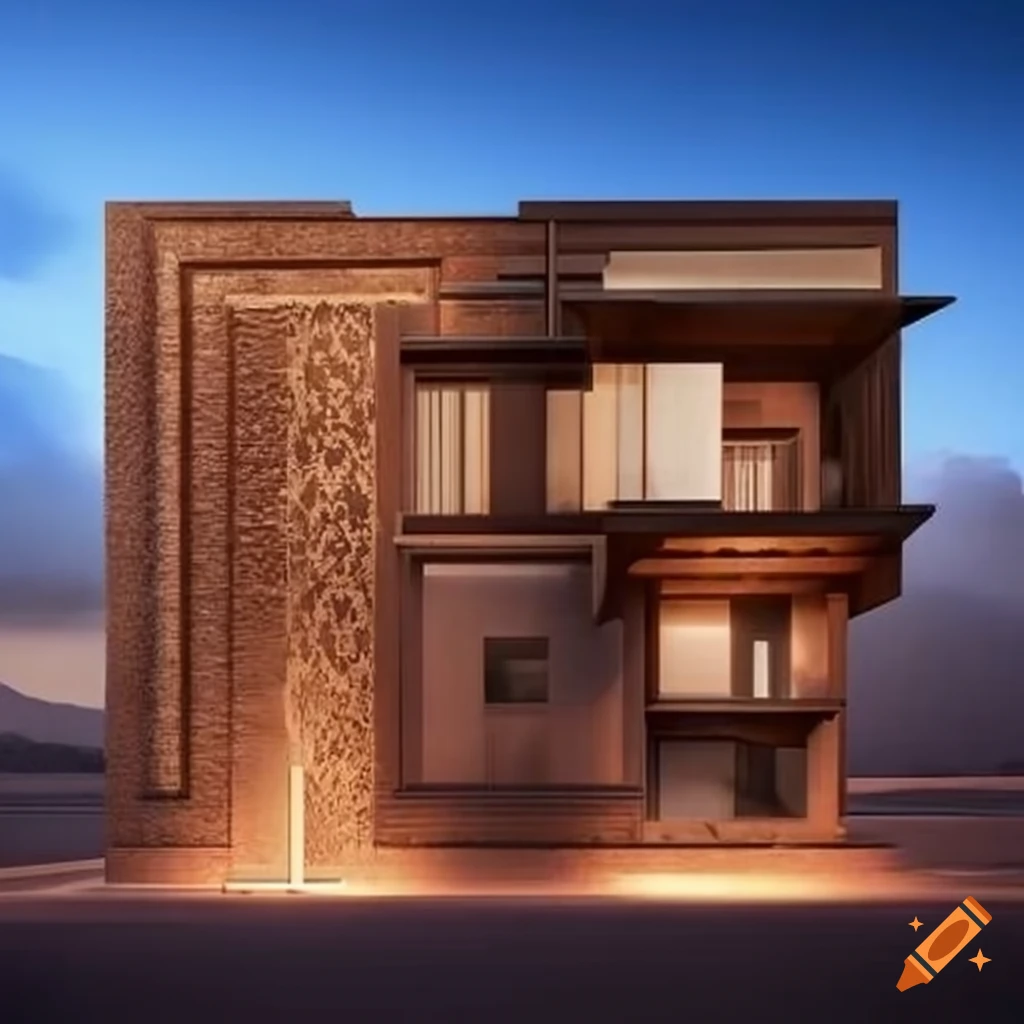 Future residential villa with traditional brown facades in Moroccan desert style