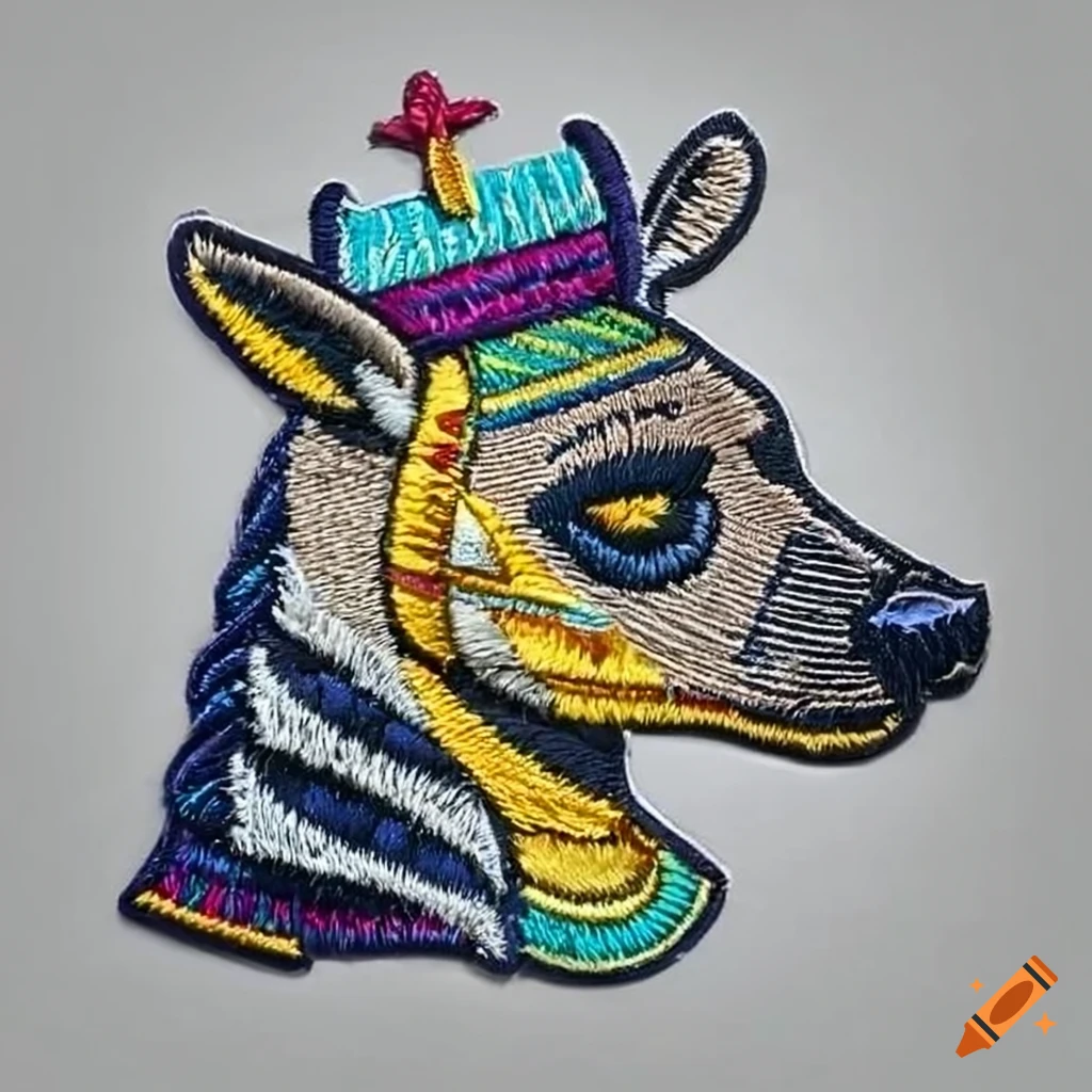 Hyena wearing Egyptian accessories patch